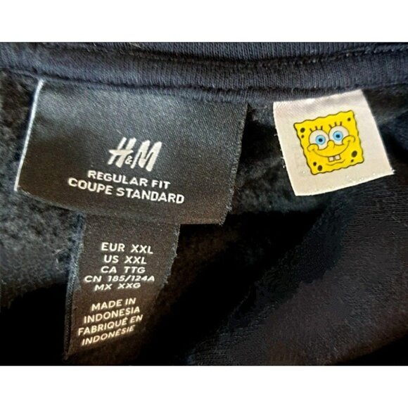 H&M Spongebob Hoodie 2XL Black Patrick Krabby Patty Squarepants Graphic Urban - Picture 5 of 6